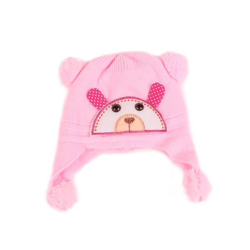 Knitted Newborn Beanies Baby Bear Hat For Baby Girls Crochet Warm Winter Baby Hats Boys Bomber Hat With Pompom Photography Props (19)
