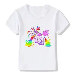 Летние топы для девочек с принтом в виде забавных милых единорогов; футболка; Прямая поставка