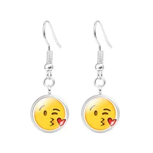 Women Fashion Luxury Brand Jewelry Lovely Yellow Face Emoji Drop Dangle Pendant Hook Earrings Wedding Party Accessory