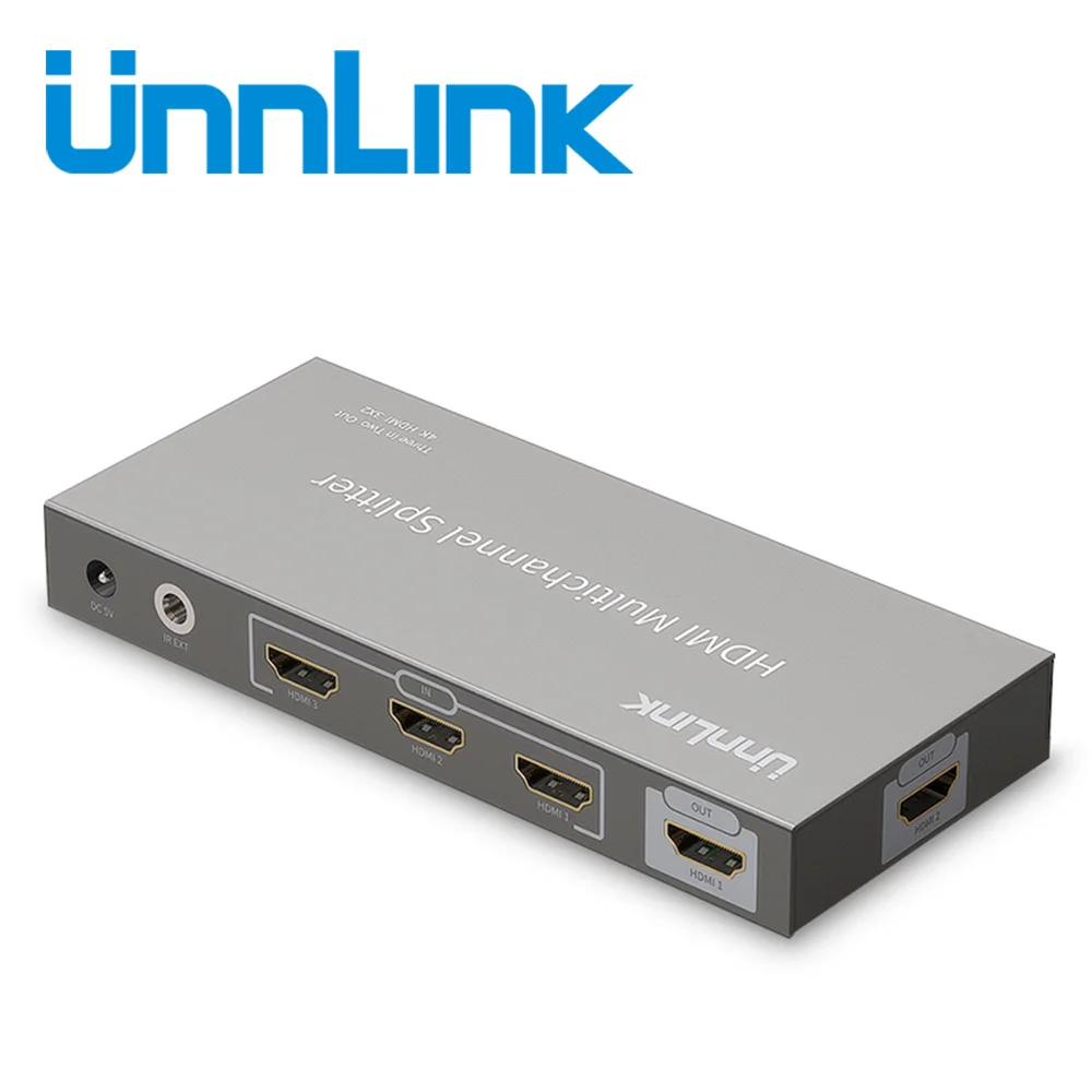 

Unnlink HDMI 3 Input 2 Output HDMI Splitter HDMI Switch v1.4 Support UHD 4K@30Hz with IR Remote for Smart LED TV Box projector