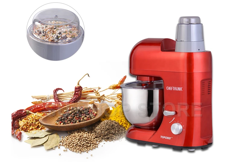 CHEFTRONIC Stand Mixer SM-1086 1000W 5L Bowl 6 Speed Tilt-Head Multifunction Kitchen Electric Mixer Machine (Red)