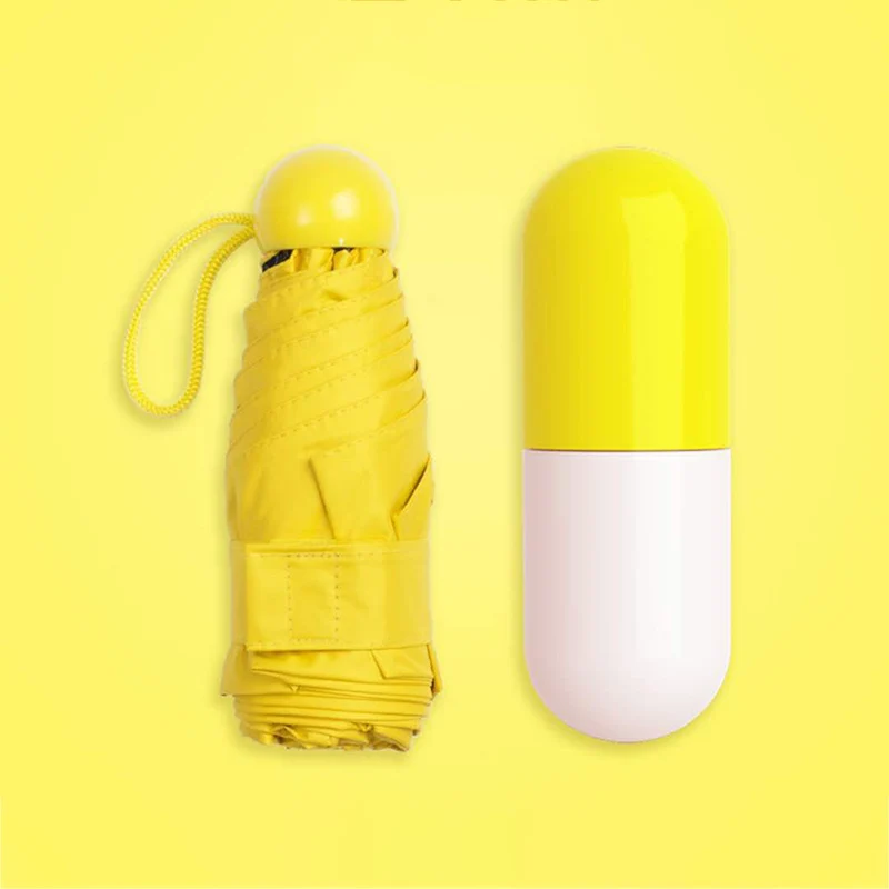 Yellow Горячий мини зонтик-капсула легкий Солнечный дождь карманные зонтики анти-УФ складной LSK99 - Цвет: Yellow