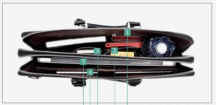2018 Новый Для мужчин кожа Бизнес мешок двойной молнии Для мужчин сумки плечо диагональ Портфели