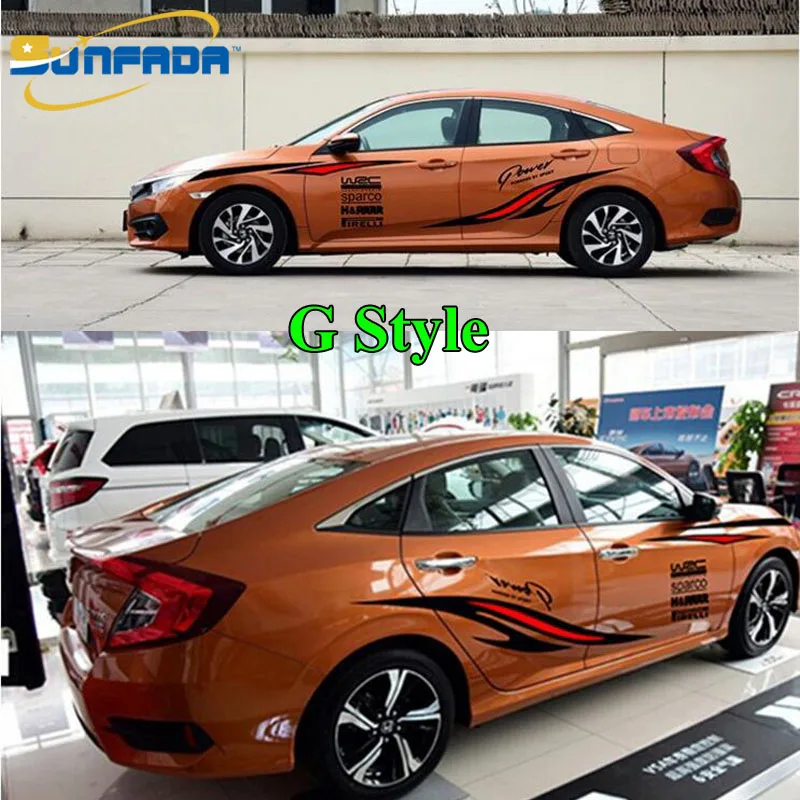 SUNFADA новейшие спортивные Стильные наклейки на автомобиль для HONDA CIVIC 8th 9th 10th Gen седан хэтчбек 2008- автостайлинг - Название цвета: G Style