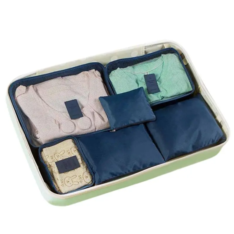 

6pcs Per Set Portable Waterproof Clothes Underwear Travel Storage Bag with Secret Pouch Letters Travel Organizer Case for Home