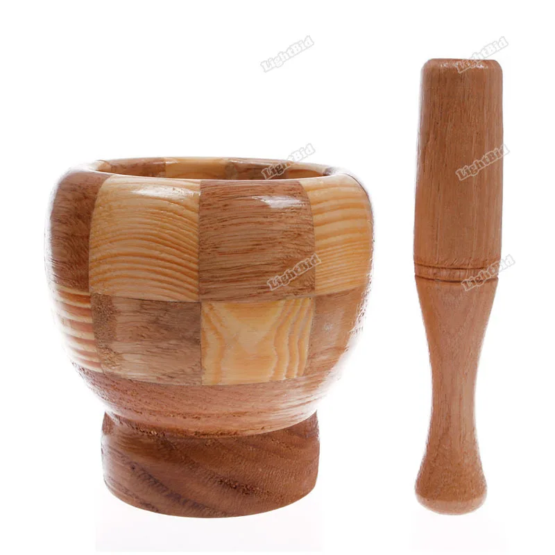 lightbid helpful Small Wooden Mortar and Pestle Mixing Grinding Bowl Kitchen Grind Daosuan Device Buyable! | Дом и сад