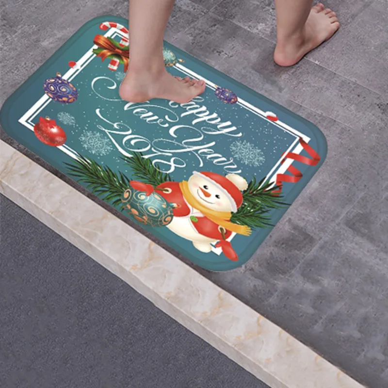 Higt Quality Christmas HD Printed Non-Slip Bath Mat Absorbent Waterproof Home Decor Doormat
