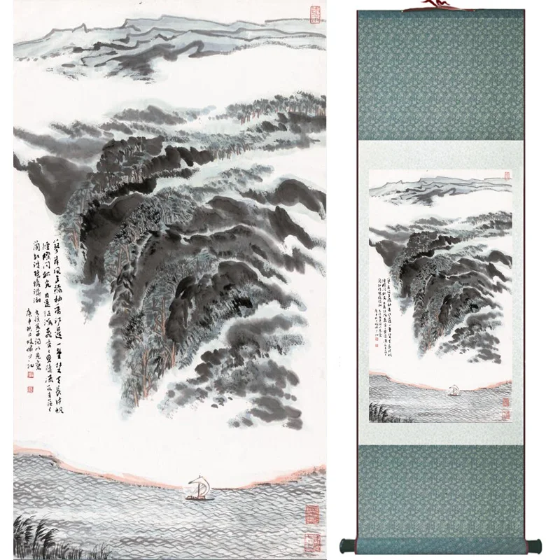 

landscape painting Home Office Decoration Chinese scroll painting mountain and River paintingPrinted painting060503