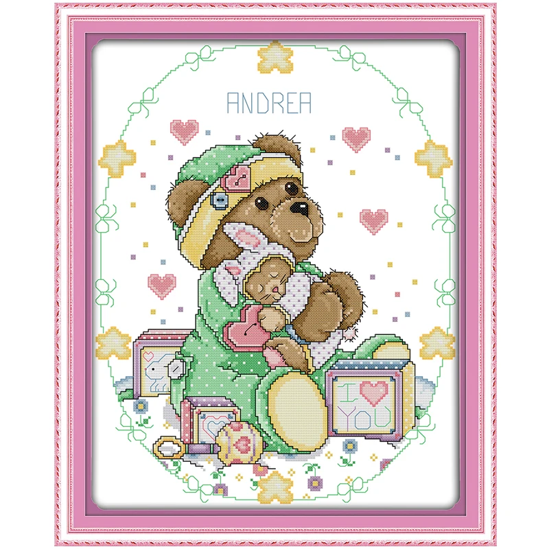 

The Bear Mother and Son Counted Cross Stitch 11CT 14CT Cross Stitch Set Wholesale Cartoon Cross-stitch Kit Embroidery Needlework