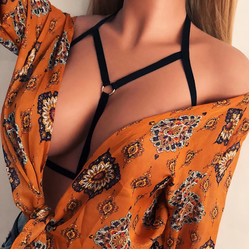 Women Stylish Elastic Halter Bandage Bralette Hollow Out Cupless Bra-Lingerie Women Stylish Elastic Halter Bandage Bralette Hollow Out Cupless Bra-Lingerie