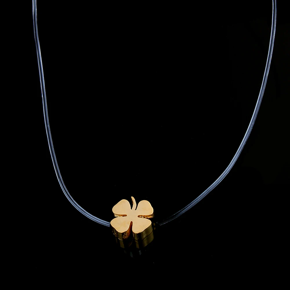 stainless steel invisible chain necklace jewelry necklaces for women necklaces& pendants chocker neckless silver clover - Окраска металла: Type 10