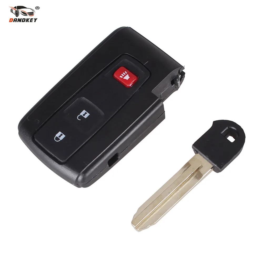 

DANDKEY Replacement Keyless Smart Remote Car Key Shell Case Cover Fob 2+1 3 Buttons For Toyota Prius 2004-2009 Uncut Blade