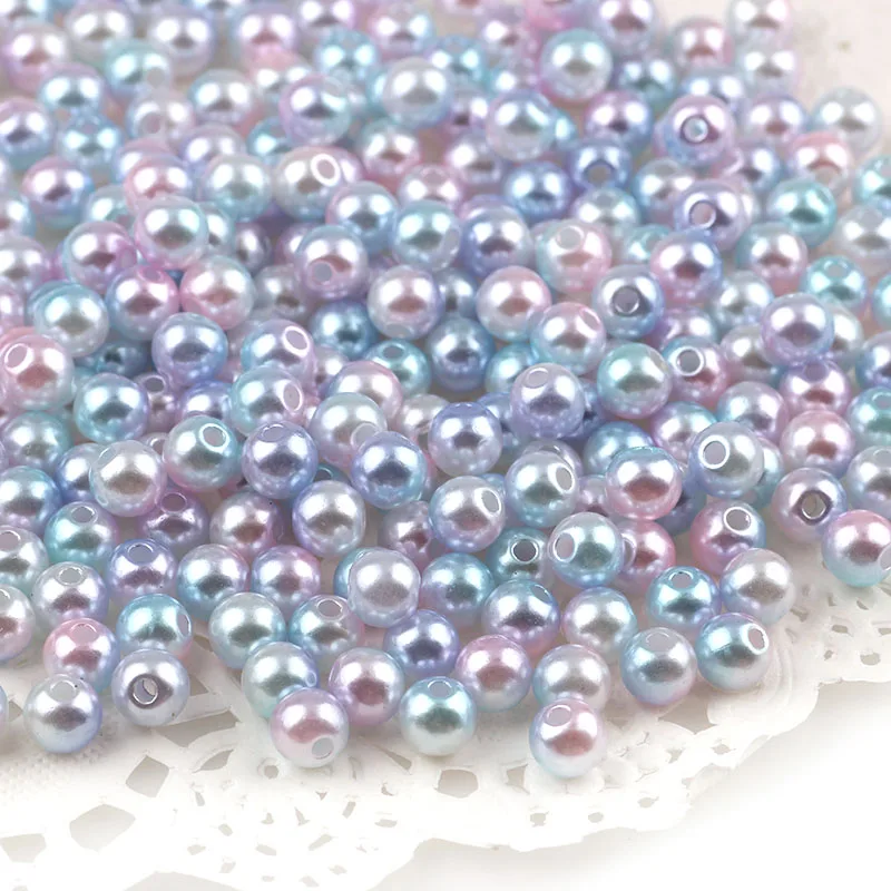 

4/6/8/10/12mm Light Gradient Round Imitation Plastic With Hole Pearl Beads For DIY Jewelry Accessories Beads Making