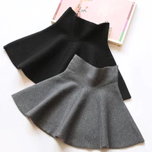 Зимние юбки для девочек; вязаные юбки-пачки для девочек; коллекция года; детская хлопковая шерстяная гладкая юбка; юбки-пачки для девочек; юбки для танцев