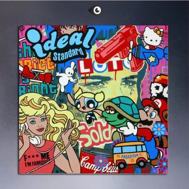 Hot selling colourful hand painted modern wall pop art abstract huge