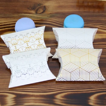 

Striped Hot Stamping Small Gift Box Pillow Box Pacagking for Sweets Wedding Candy Boxes Presents Carton Caixa