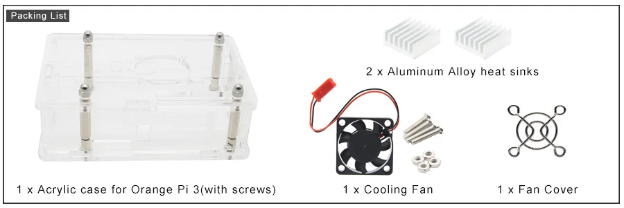 Оранжевый Pi 3 чехол с вентилятором, акриловый чехол+ вентилятор охлаждения+ Алюминий радиаторы 4-в-1 комплект для оранжевый Pi 3