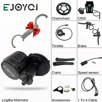 

EJOYQi LingBei Mid Motor 36V 250W 350W Light Function C600 C800 LCD Display Brake Sensor Electric Bicycle Mid Drive Motor Kit
