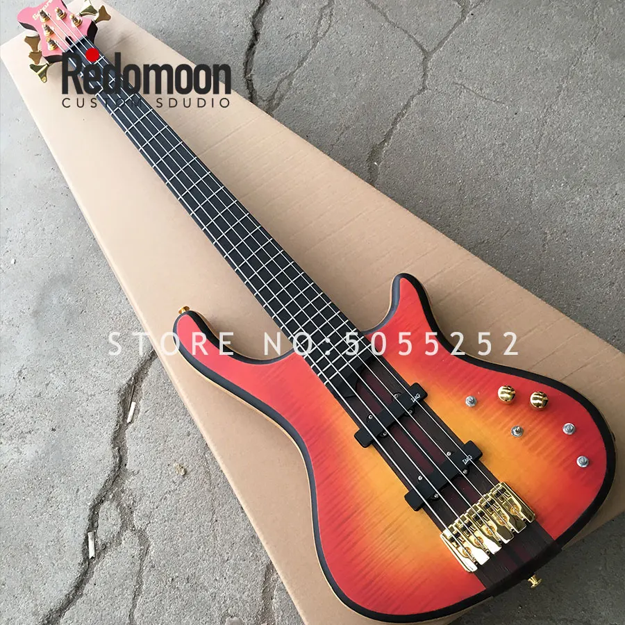 

Factory custom 5 strings bass Mayones Wenge Neck with Neck-thru flamed maple top electric bass guitar musical instrument shop