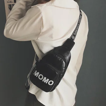 

1PC Stylish Women Waist Bag PU MOMO Printed Solid Color Chest Bag for Outdoor Sport OH66