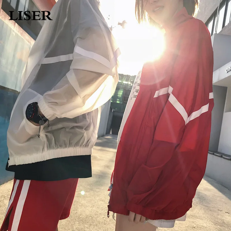 

LISER Summer New Sunscreen Sportswear Men's and Women's Couple Casual Loose Streetwear Harajuku Trench Coat