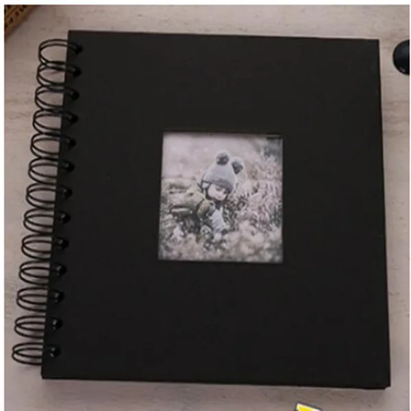 Бумажный фотоальбом для детей, скрапбукинг, фотоальбом Albumu Diy, фотоальбом, фотоальбом для детей, книга памяти, Portafoto Plakboek - Цвет: Черный