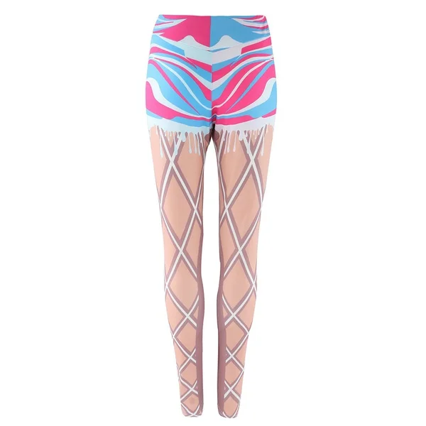 Women Colorful Printed Compression Running Tights Yoga Workout Pants