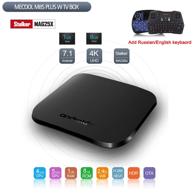 MECOOL M8S плюс W Android 7 1 ТВ коробка ГБ Оперативная память + 8 Гб Встроенная Amlogic S905W 4 ядра