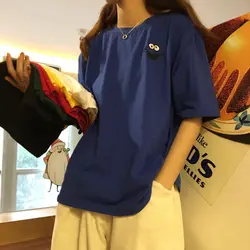 2019 Летняя женская одежда с коротким рукавом Повседневная с круглым вырезом милые свободные топы футболка корейский стиль Harajuku джокер