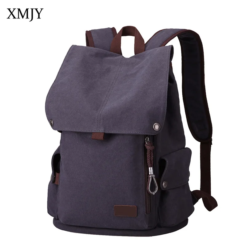 

XMJY Canvas Backpacks Men Casual College Teenager School Bag 15 Inch Laptop Rucksack Vintage Large Capacity String Travel Bag