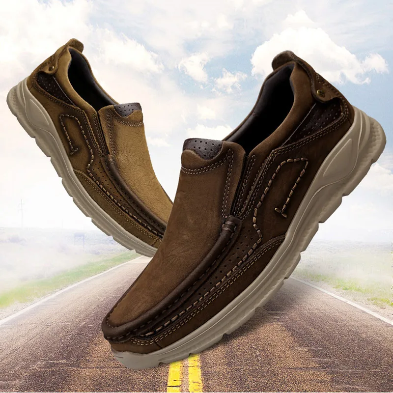 

high quality autumn comfortable geniune leather shoes mens casual breathable outdoor shoes size 38-44