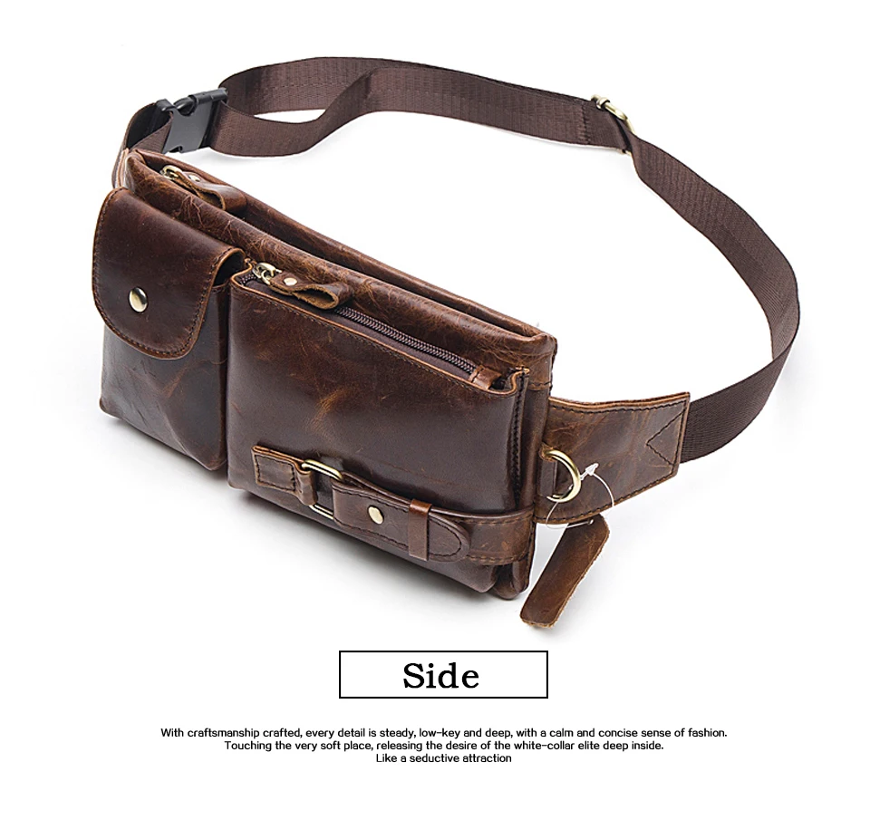 13 Genuine Leather Men's Waist Bag Travel Fanny Pack Belt Bag Men Waist Pack Phone Messenger for Man Pouch Crossbody Bags