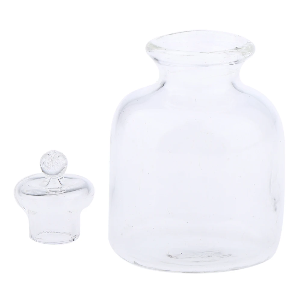 1/12 Dollhouse Miniature Clear Glass Bottles Pots Bulk Storage Jar Glass Candy Bottles Kitchen Supplies Accessories