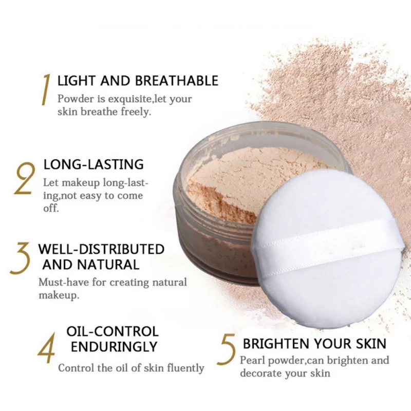 1pc Smooth Loose Powder Makeup Transparent Finishing Powder Waterproof Cosmetic For Face Finish Setting With Puff 1pc Smooth Loose Powder Makeup Transparent Finishing Powder Waterproof Cosmetic For Face Finish Setting With Puff