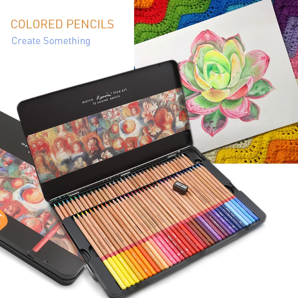 

Marco Renoir Fine 24/36/48/72/100 Professional Oily Color Pencils Coloured Drawing Pencil Set Art Supplies For School Office