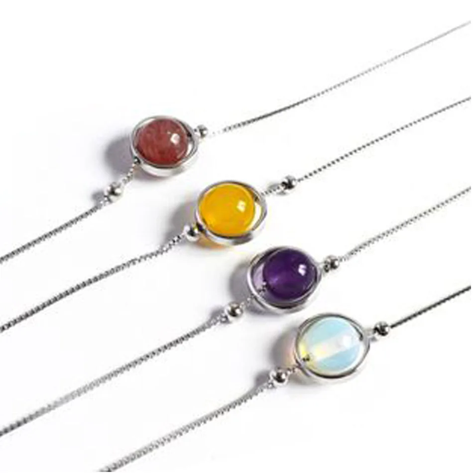 5Virgooer Silver 925 Jewelry Vintage Simple Style Crystal Aventurine Bracelet Yoga Energy Bangle For Gift Natural Stone Charm Bracelet
