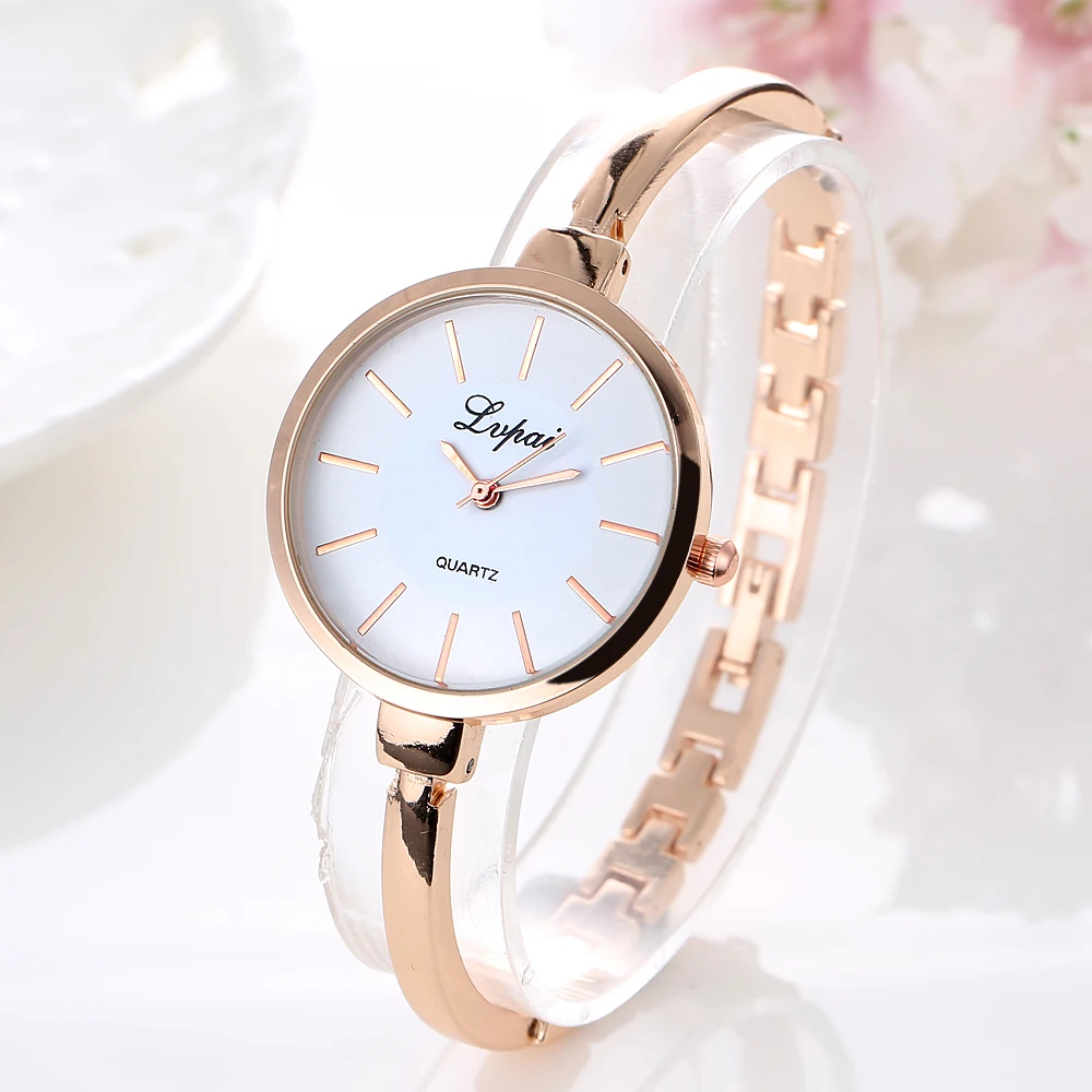 Женские повседневные кварцевые часы Lvpai, наручные часы с браслетом, цвета розового золота, роскошная модель под костюм, спортивный стиль