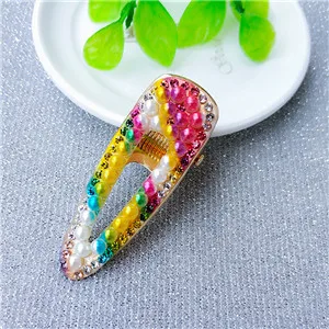 Free shipping korea style Neon color bead hairpins lovely women's hair accessories ins girl's rainbow Duckbill clip hairclips - Цвет: 3