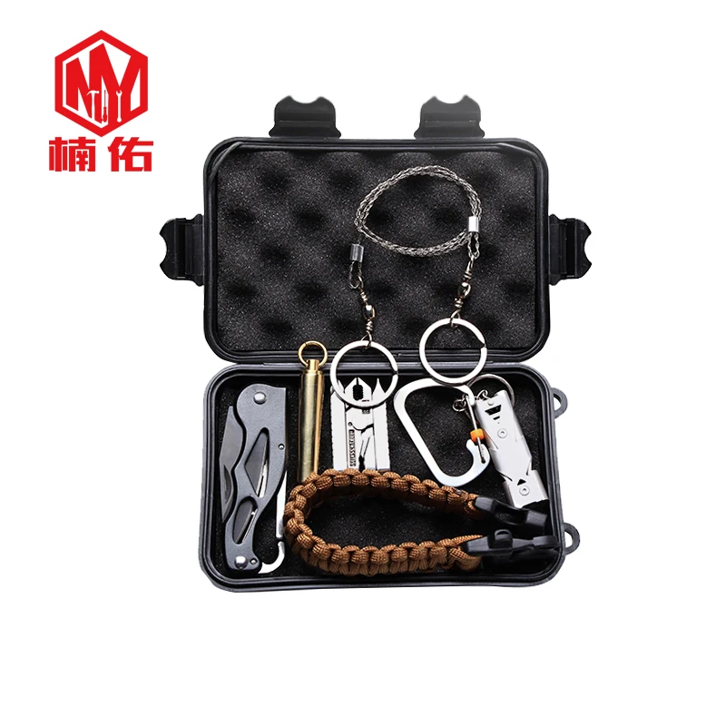 

1PC EDC Multifunction Combination Tool Set Folding Pliers Mini Knife Waterproof Bottle Hang Buckle Saw Chain Whistle Bracelet