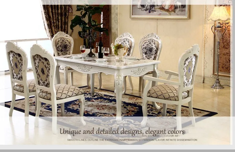 Современный стиль стол твердой древесины итальянский стиль роскошный обеденный стол набор 6 стульев o1115