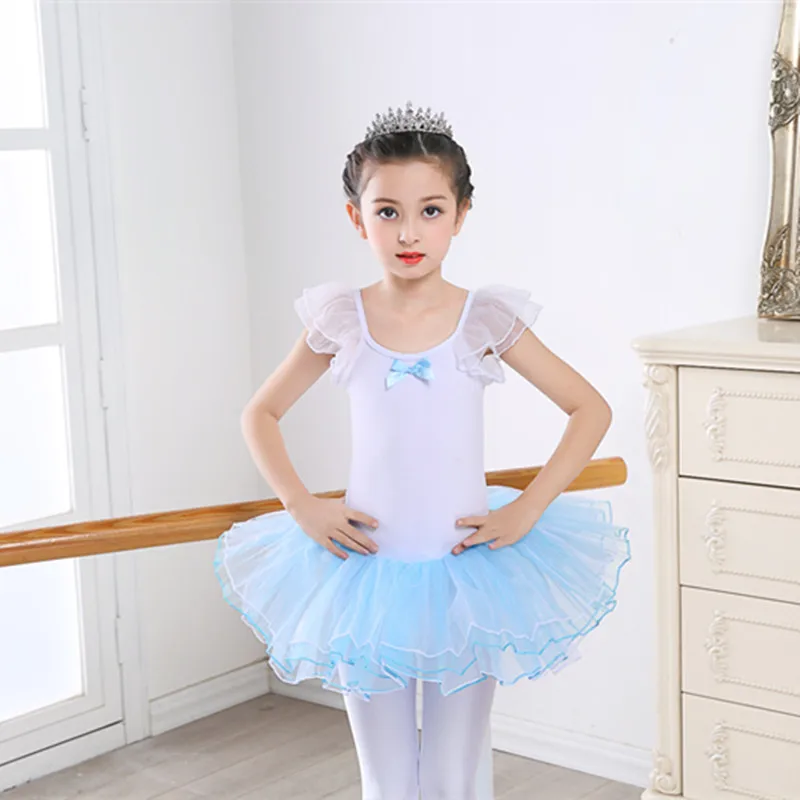 Cute Ruffles Sleeve Children Dance Costumes Uniforms Girl Short Sleeve