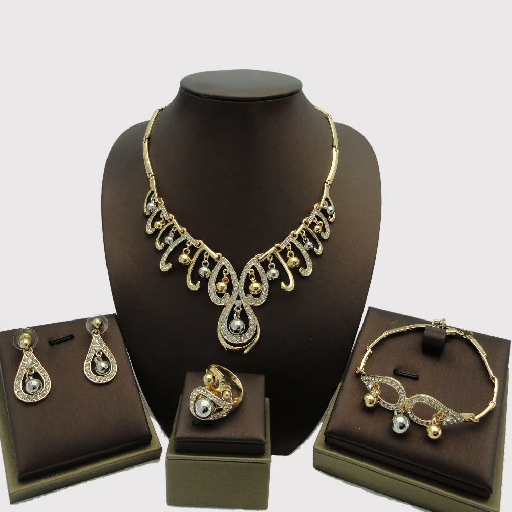 Yuminglai African Fashion Jewellery Necklace Bracelet Earring and Ring