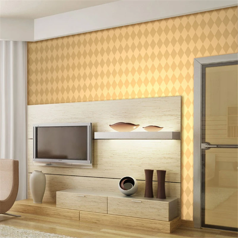 

beibehang of wall paper Modern Simple Wallpaper European PVC Background Wall Paper Roll Yellow papel parede contact paper