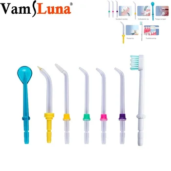 

7 nozzles for Water Flosser Oral Irrigator, 3 standard nozzles,1 tongue scraper,1 toothbrush tip,1 orthodontic tip