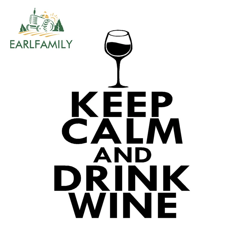 

EARLFAMILY 18cm x 13cm Keep Calm & Drink Wine Vinyl Decal Car Sticker and Decals Motorcycle Car Styling Accessories Black/Sliver