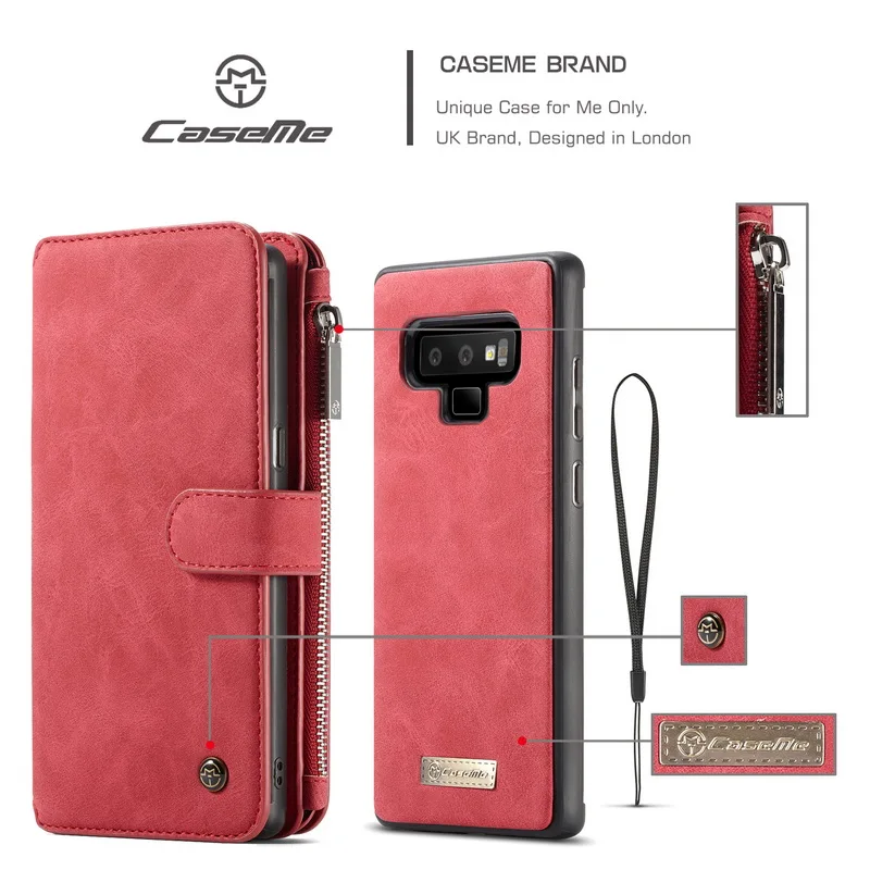 

YISHANGOU Multifunction 2IN1 Flip Wallet Case For Samsung Galaxy Note9 Note8 S9 S8 Plus S7 Edge Zipper Leather Card Holder Cover