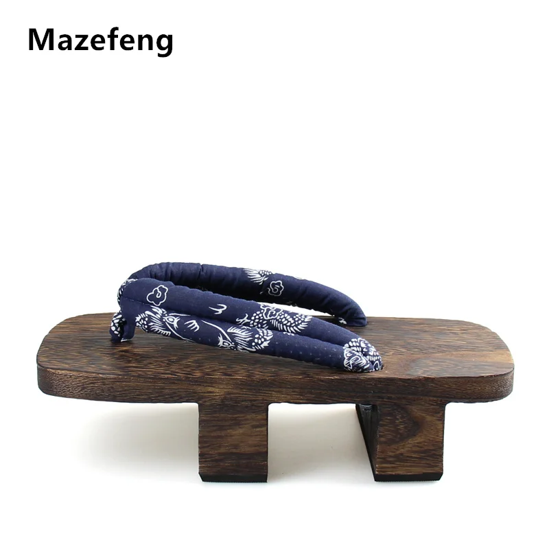 

Mazefeng Heel Flip-flops Men platform sandals Japanese Geta Clogs Wooden Paulownia Men Slippers cosplay shoes Men Geta Clogs