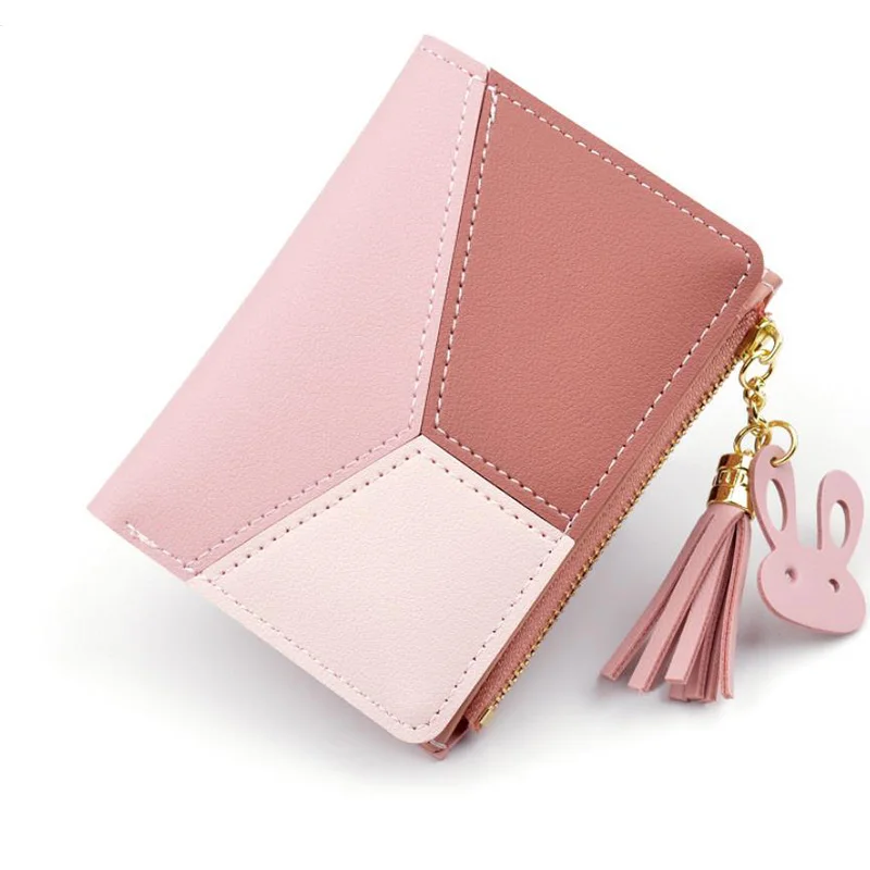 New Arrival Wallet Short Women Wallets Zipper Purse Patchwork Fashion Panelled Wallets Trendy Coin Purse Card Holder PU Leather