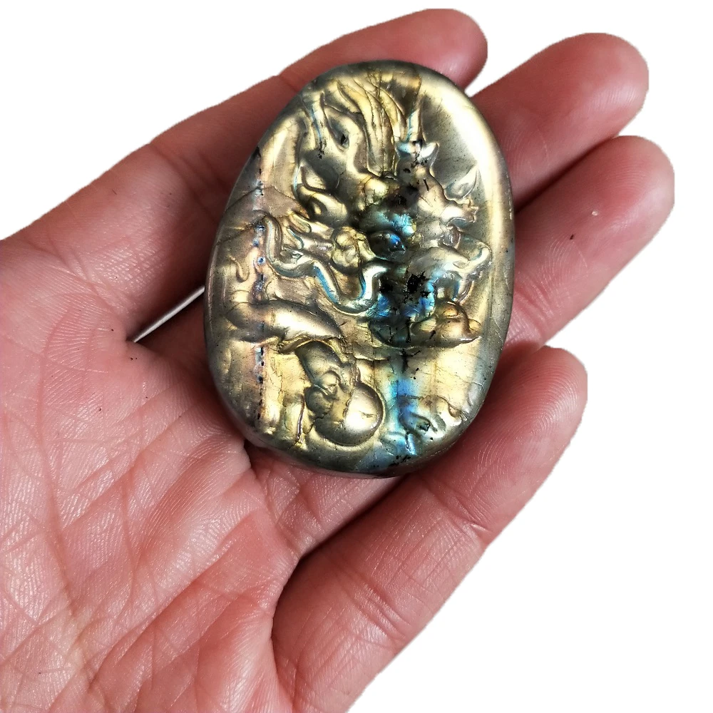 High Quality Natural Crystal Stone Golden Labradorite Spirit Beast Dragons Head Statue Ornament Animal Sculpture Crafts Stones Aliexpress