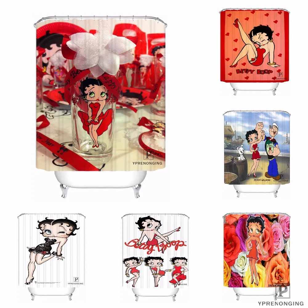 Пользовательские Betty Boop мультфильм Мода водонепроницаемый Душ Шторы для дома ванной s крючки полиэстер ткань мульти Sizes180509-03